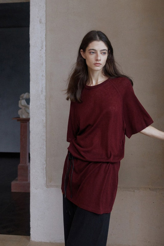 Wool blend relaxed fit raglan sleeves T-shirt | 3 color