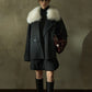 Wool blend large collar sophisticated jacket | 2 color