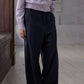 Wool blend herringbone texture loose fit casual pants | 2 color
