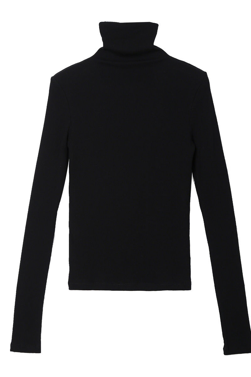 Cotton blend sleek high neck knitwear | 4 color