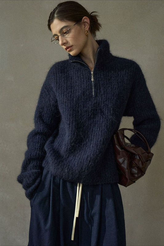 Alpaca blend long-hair cozy turtleneck sweater | 5 color