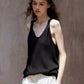 Wool containing twisted shoulder U-neck vest | 2 color