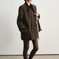 Wool blend loose-fit contrasting design jacket | 2 color