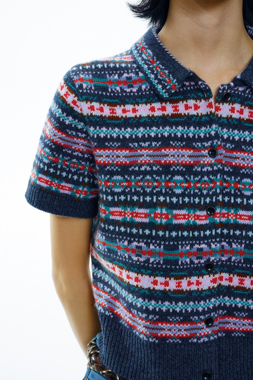 Wool riched vintage charm Fair-isle cardigan | 2 color