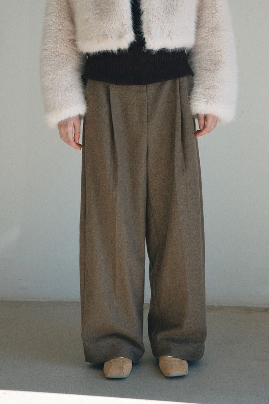 Chic herringbone texture wide-leg pants | 3 color