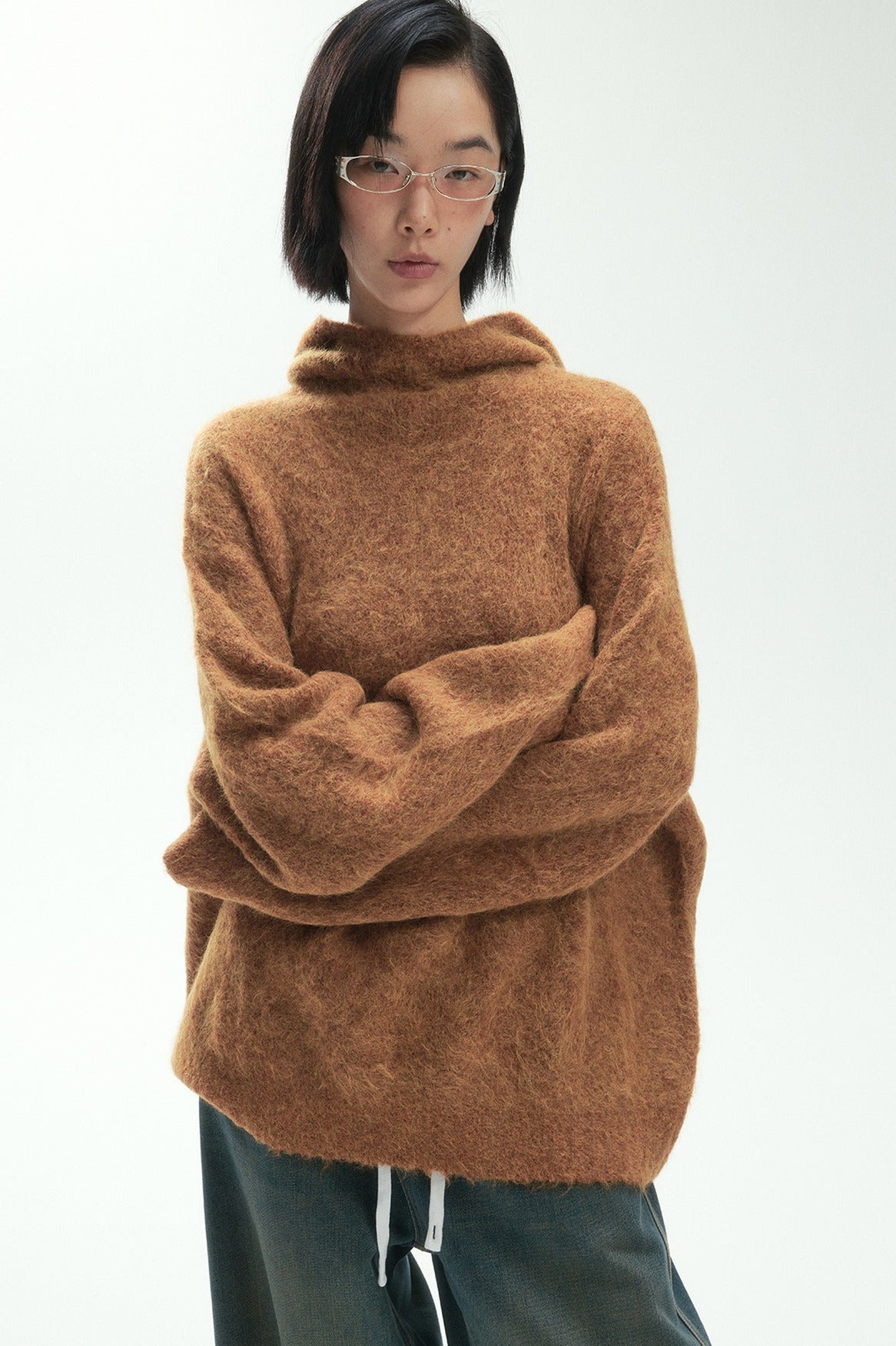 Alpaca blend plush long-haired hoodie sweater | 3 color