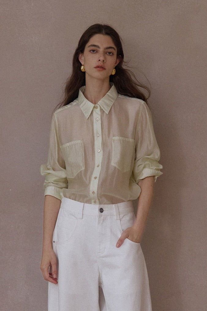 Viscose blend sheer regular fit shirt | 4 color