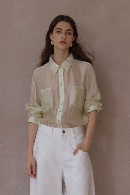 Viscose blend sheer regular fit shirt | 4 color