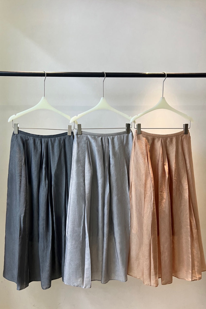 Viscose blend sheen HEM skirt | 3 color