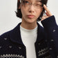 Wool jacquard pattern peter pan collar cardigan | 2 color