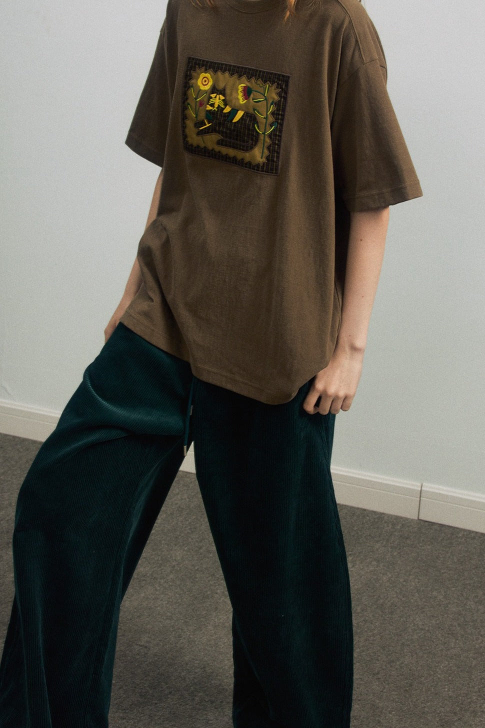 100% cotton wide-leg scythe-shape corduroy pants | 5 color
