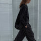 Wool blend wide-leg curved cropped pants | 3 color