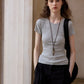 Viscose blend open back T-shirt | 4 color