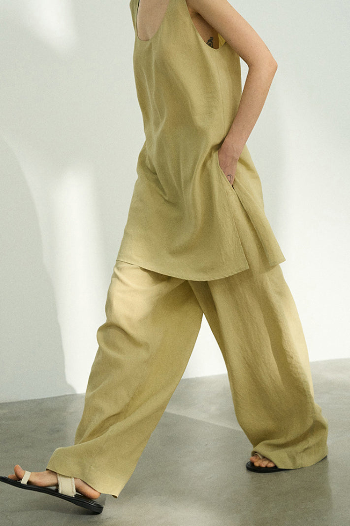 Lyocell drape wide leg pants | 4 color