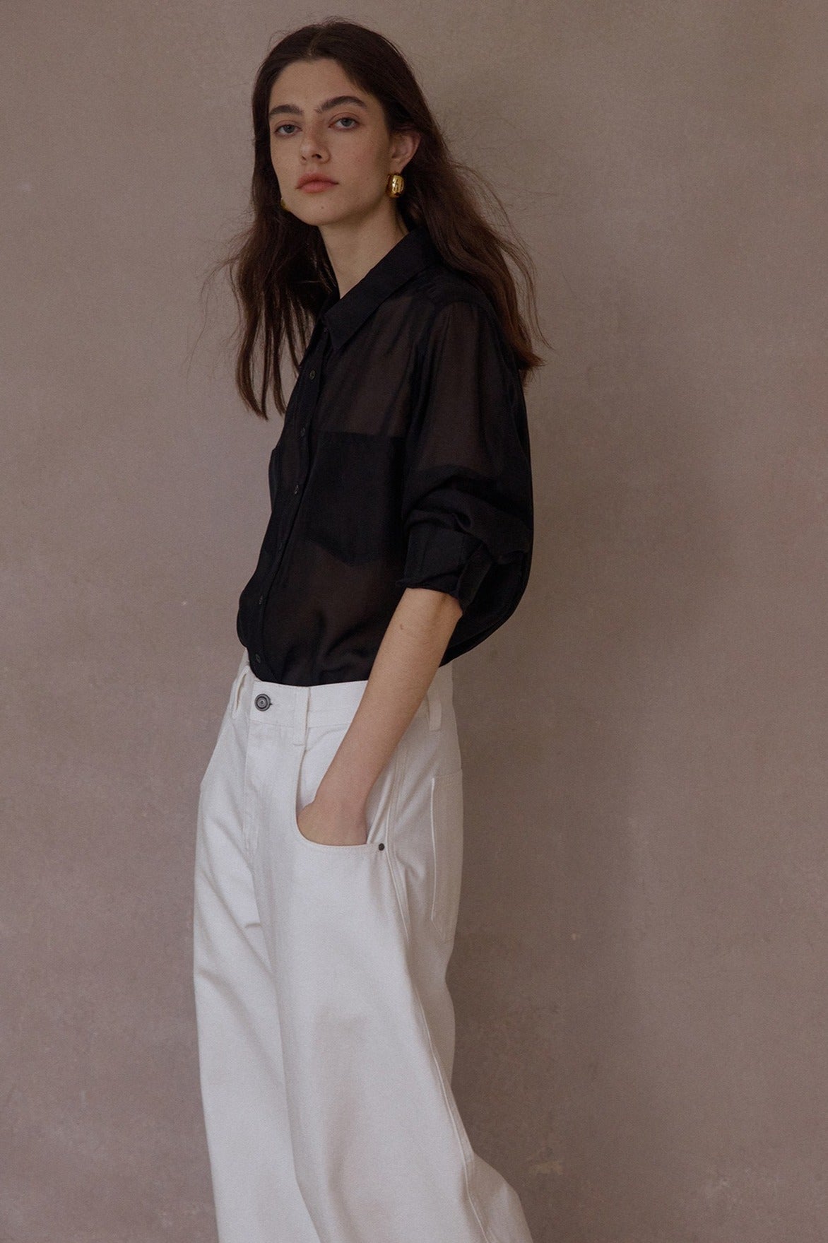 Viscose blend sheer regular fit shirt | 4 color