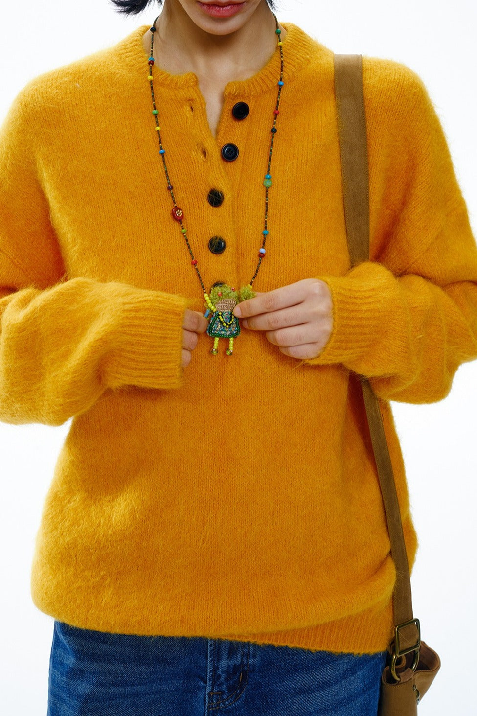 Alpaca blend henley pullover sweater | 5 color