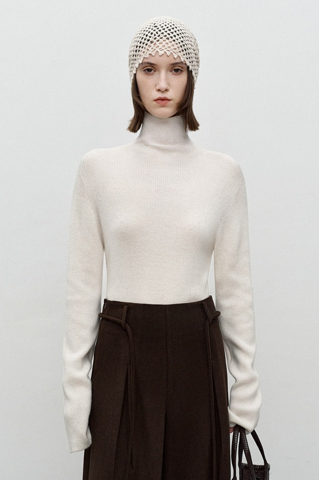 Wool blend seamless knit turtleneck knitwear | 4 color