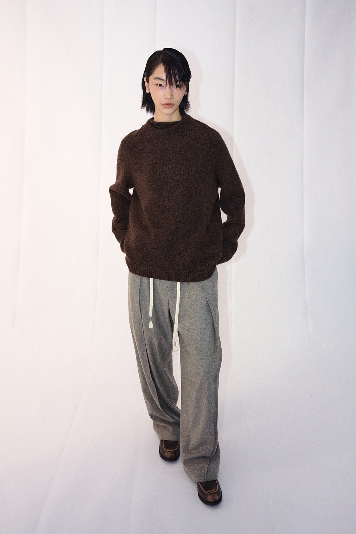 Wool blend relaxed high-neck sweater | 3 color