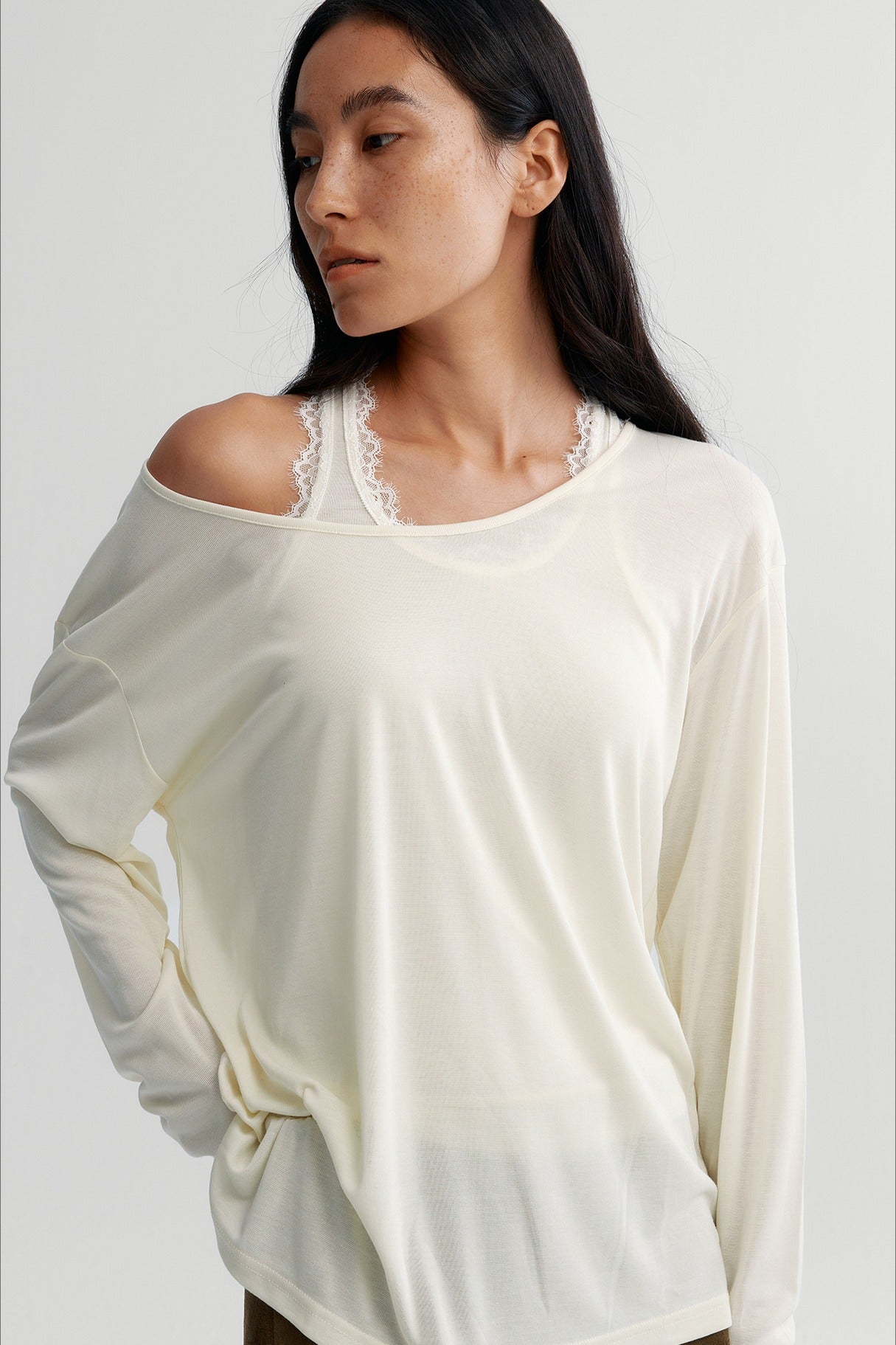 High elastic modal blend relaxed fit sling and t-shirt set | 3 color