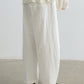 Cotton blend linen sickle shape wide-leg 8/9 pants | 4 color