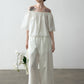 Cotton wide-leg pants with lace trim | 3 color