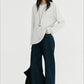 Cotton blend straight leg folded cuff jeans