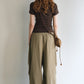 Cotton blend semi-high neck waisted t-shirt | 5 color