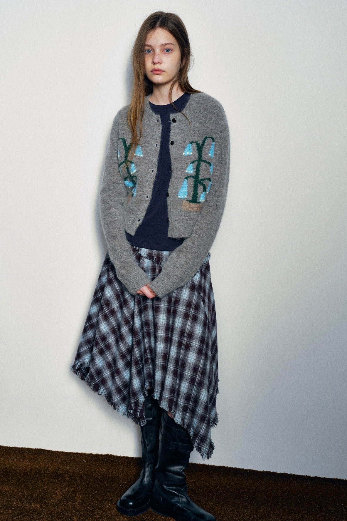 Alpaca blend embroidered cardigan | 4 color