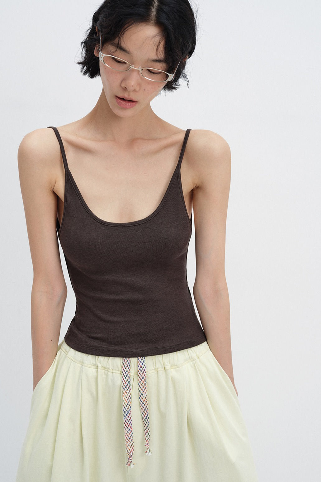 Cotton blend backless tank top | 3 color