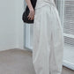 100% cotton cocoon shape pleats casual pants | 3 color