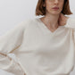 100% wool loose fit v-neck sweater | 2 color