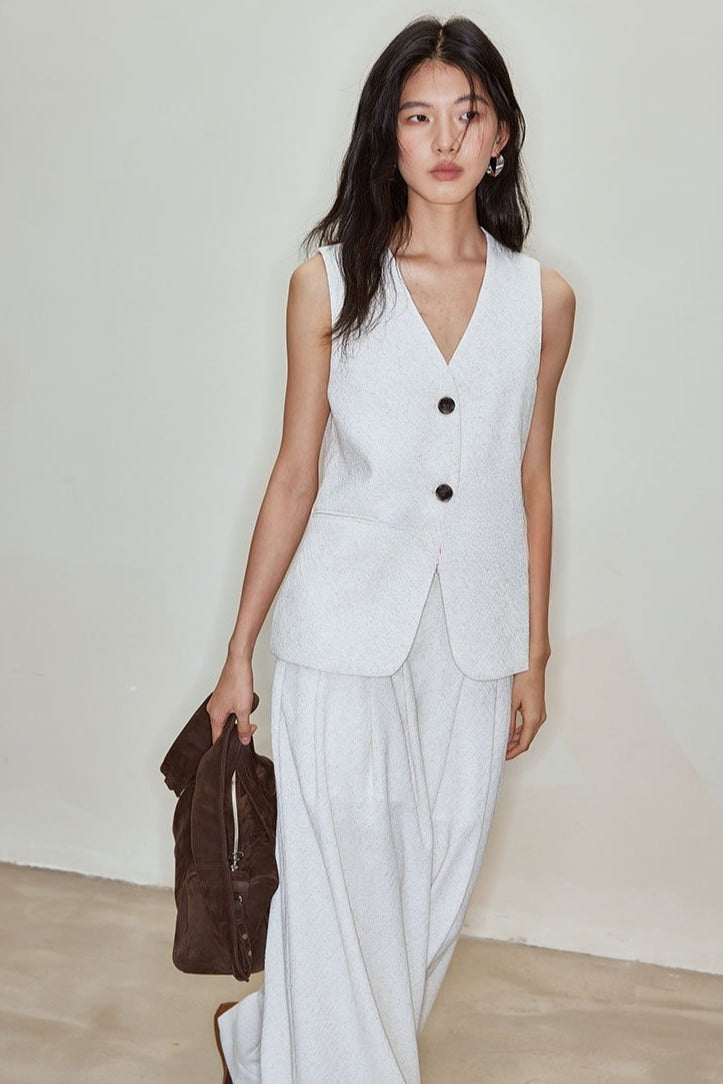 Cotton blend blazer vest | 2 color