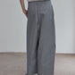 Cotton blend wide-leg slight curved pants | 4 color