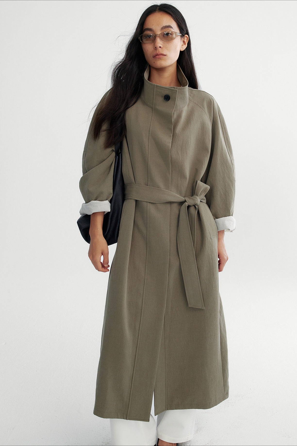 Minimalist style drape trench coat | 2 color