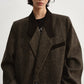 Wool blend loose-fit contrasting design jacket | 2 color