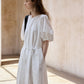 Cotton blend textured fabric peplum sleeves dress | 4 color