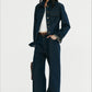Cotton blend straight leg folded cuff jeans