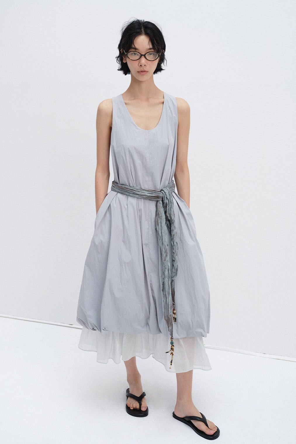 Cotton blend layered effect cloud-like dress | 3 color