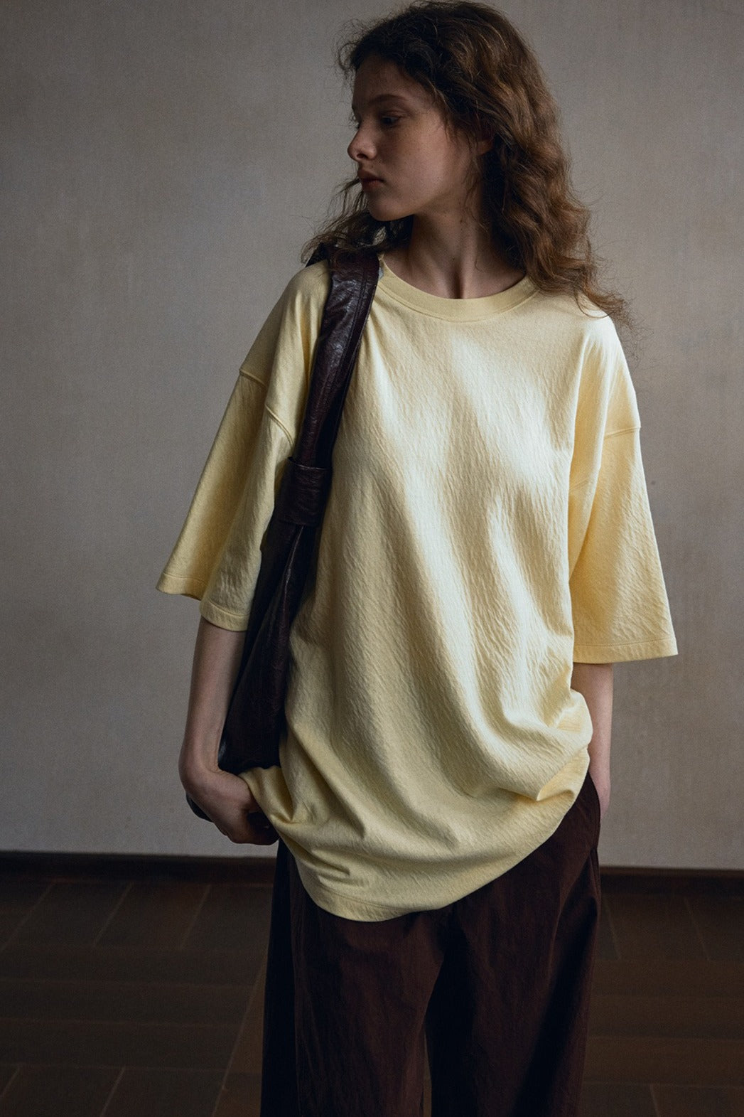 100% cotton crinkle texture t-shirt | 4 color