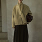 Wool-alpaca scarf-collar elegant jacket | 3 color