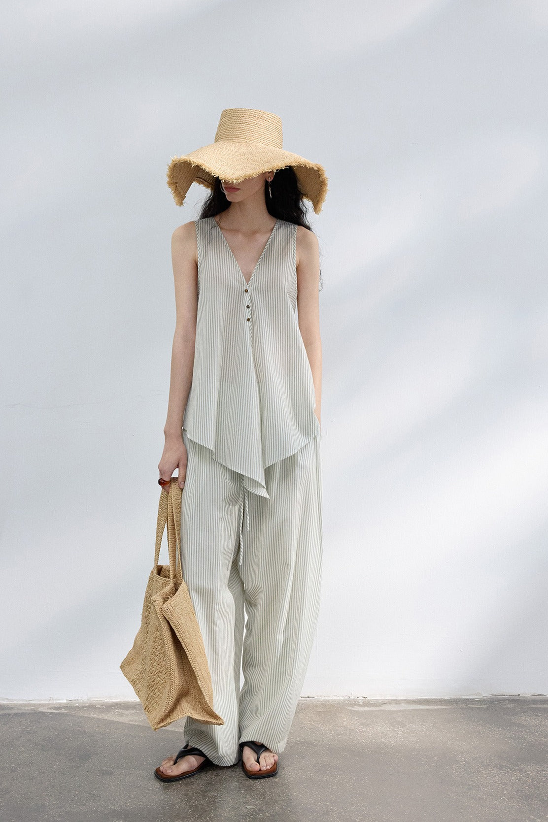Lyocell blend irregular hemline top | 2 color