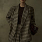 Wool containing plaid pattern super loose blazer | 2 color