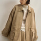 Wool riched large patch pockets parka jacket | 2 color