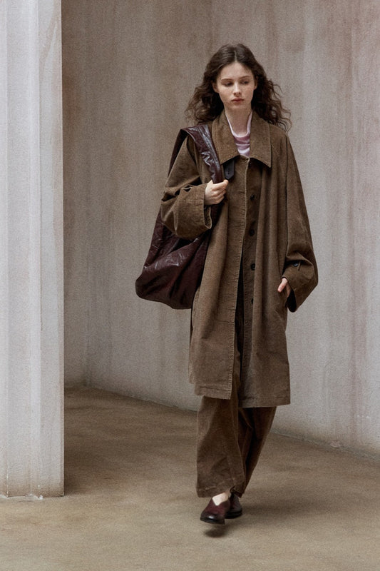 Cotton blend relaxed-fit corduroy coat | 2 color
