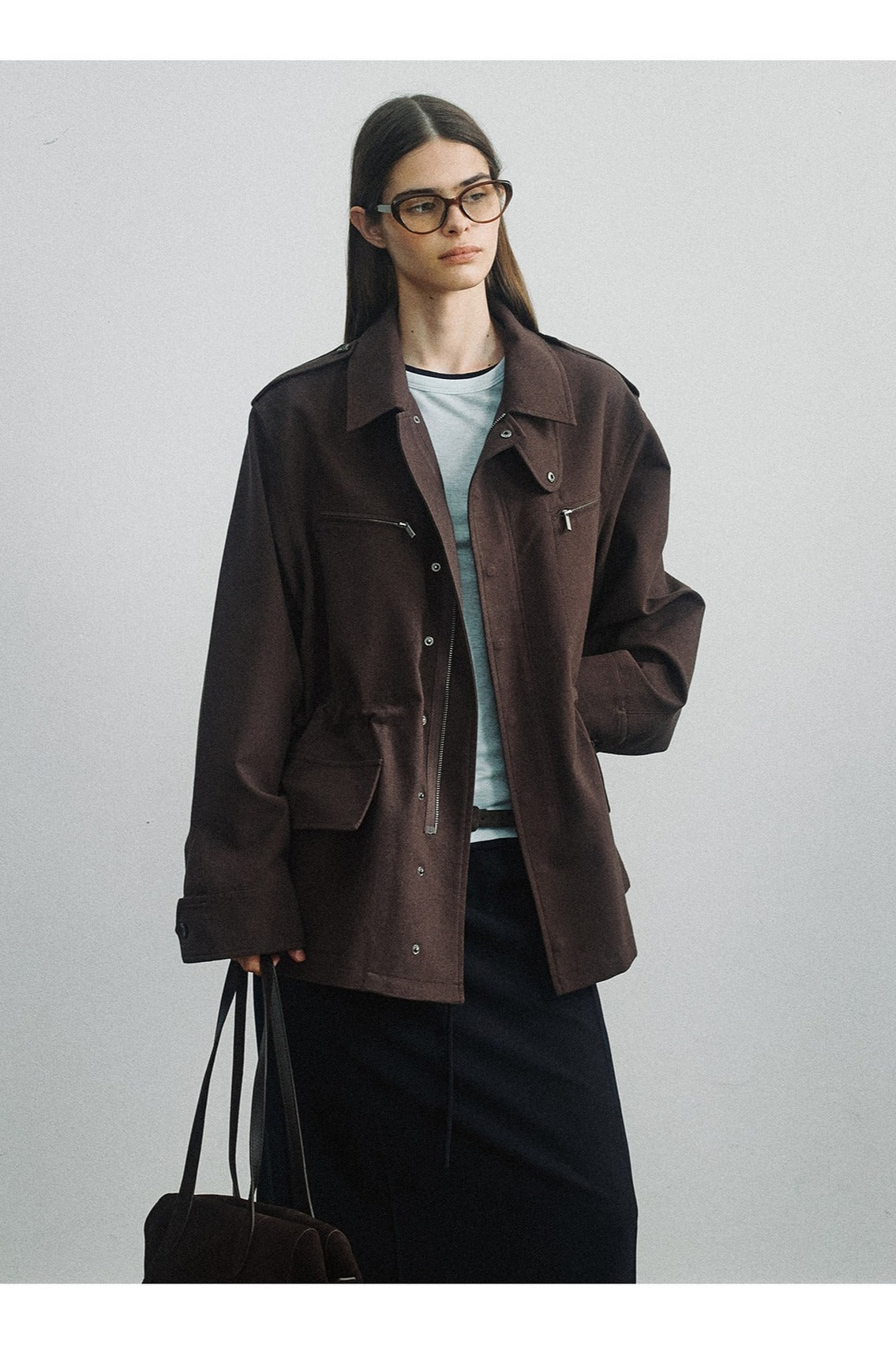 Cotton wool-blend waisted jacket | 2 color