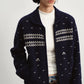 Wool jacquard pattern peter pan collar cardigan | 2 color