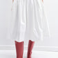 Textured cotton midi skirt with lace trim | 4 color