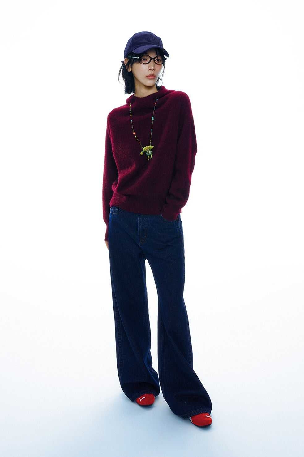 Yak down blend solid hue hoodie sweater | 4 color