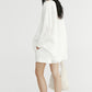 Sheer lace meets airy linen V-neck loose shirt