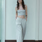 Cotton blend pleated waist casual wide leg pants | 3 color